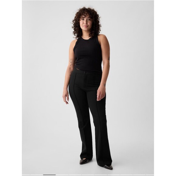 New Gap High Rise Flare Bi-Stretch Black Y2k Boho 70s Pants Size 10 Petite Work - Picture 5 of 12